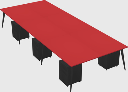 Shared rectangular office desk system