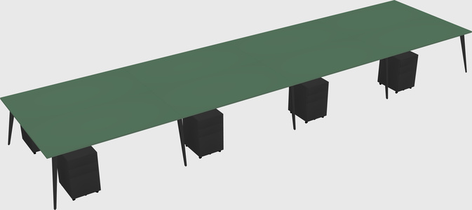 Shared rectangular office desk system