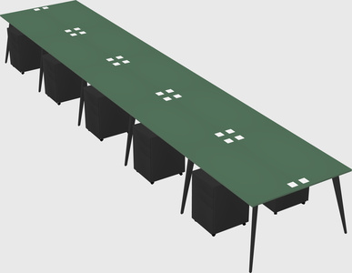 Shared rectangular office desk system