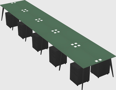 Shared rectangular office desk system
