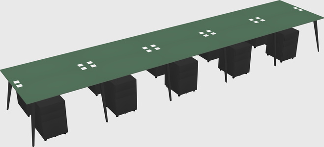Shared rectangular office desk system