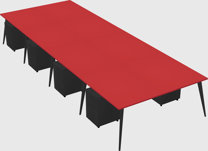Shared rectangular office desk system