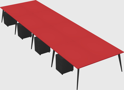 Shared rectangular office desk system