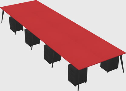 Shared rectangular office desk system