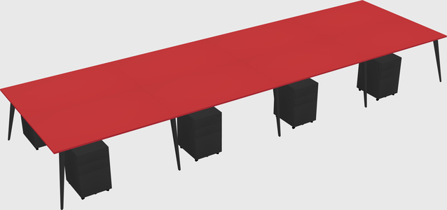 Shared rectangular office desk system