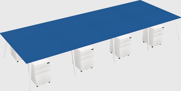 Shared rectangular office desk system