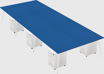Shared rectangular office desk system