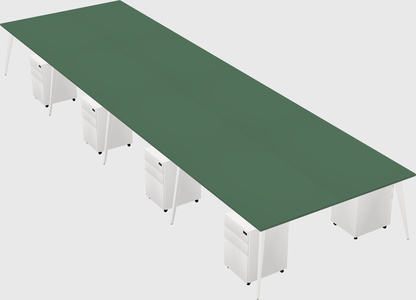 Shared rectangular office desk system