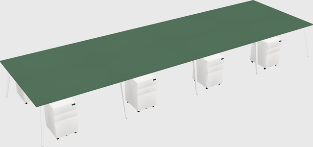 Shared rectangular office desk system