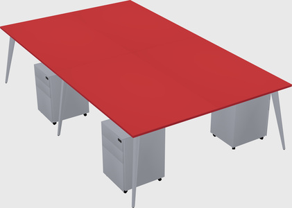 Shared rectangular office desk system