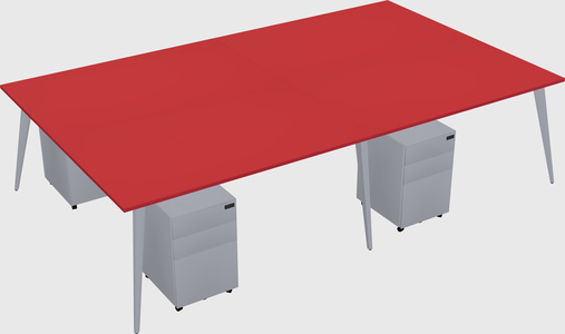 Shared rectangular office desk system