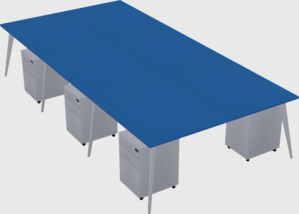 Shared rectangular office desk system