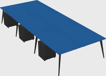Shared rectangular office desk system