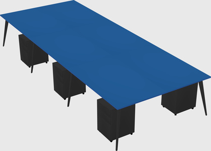 Shared rectangular office desk system