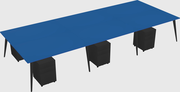 Shared rectangular office desk system