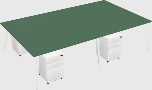 Shared rectangular office desk system