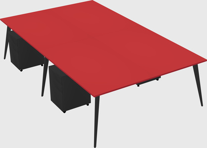 Shared rectangular office desk system