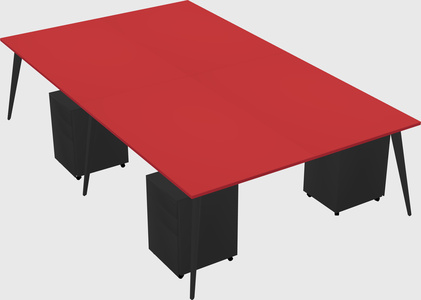 Shared rectangular office desk system