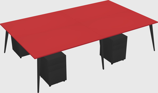 Shared rectangular office desk system