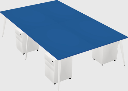 Shared rectangular office desk system