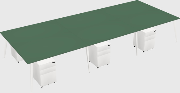 Shared rectangular office desk system