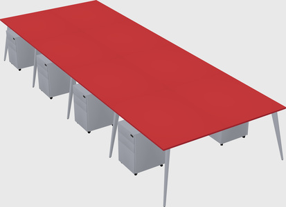 Shared rectangular office desk system