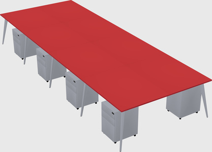 Shared rectangular office desk system