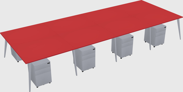 Shared rectangular office desk system