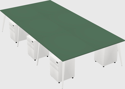 Shared rectangular office desk system