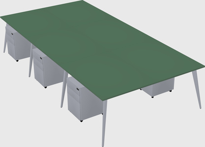 Shared rectangular office desk system