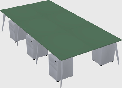 Shared rectangular office desk system