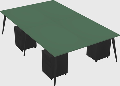 Shared rectangular office desk system