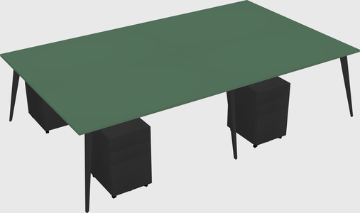 Shared rectangular office desk system