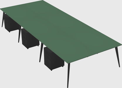 Shared rectangular office desk system