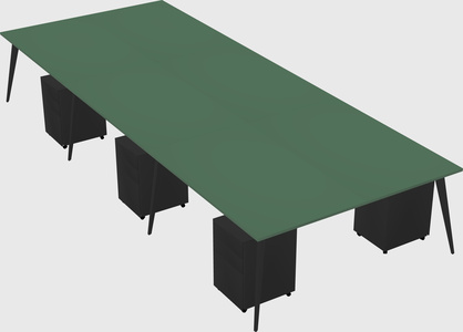 Shared rectangular office desk system