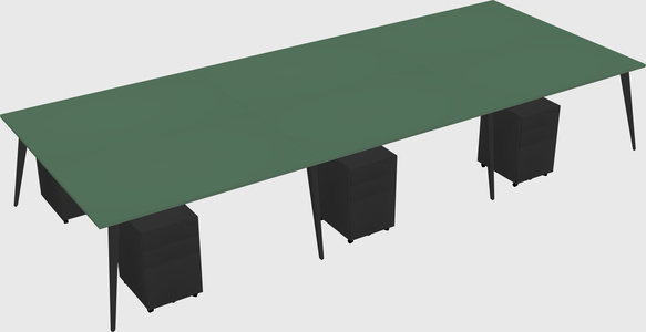Shared rectangular office desk system