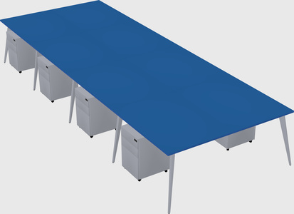 Shared rectangular office desk system
