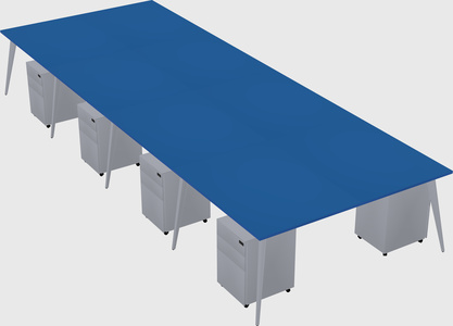 Shared rectangular office desk system
