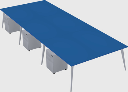 Shared rectangular office desk system