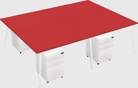 Shared rectangular office desk system