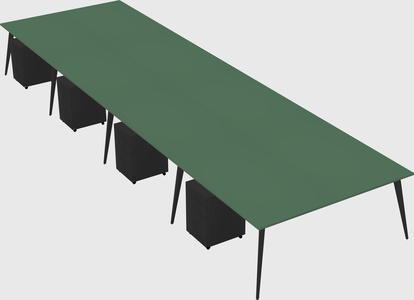 Shared rectangular office desk system