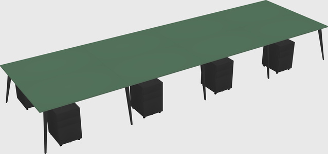 Shared rectangular office desk system