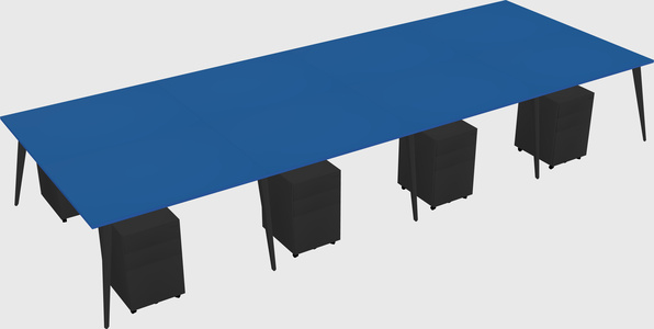 Shared rectangular office desk system