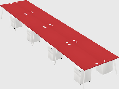 Shared rectangular office desk system