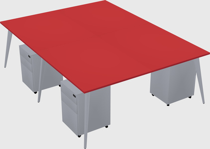 Shared rectangular office desk system