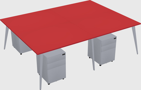 Shared rectangular office desk system
