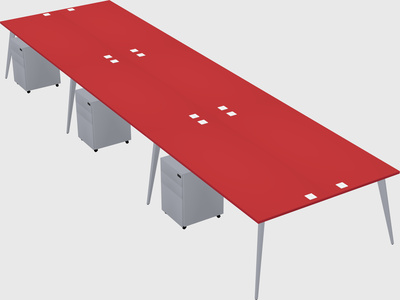 Shared rectangular office desk system