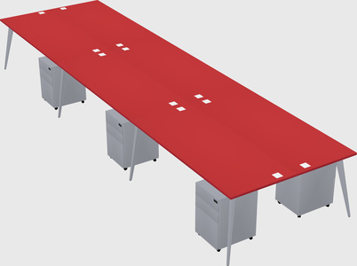 Shared rectangular office desk system