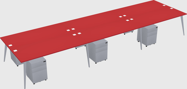 Shared rectangular office desk system