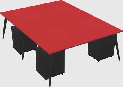 Shared rectangular office desk system